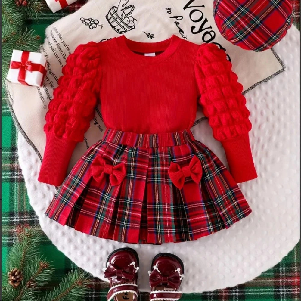 Conjunto Infantil Feminino Natalino Blusa Saia Trésor Lenogue