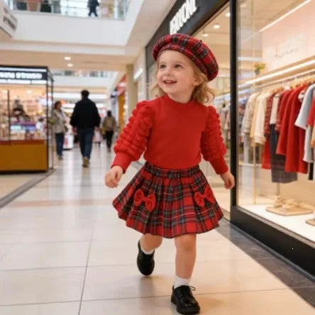 Conjunto Infantil Feminino Natalino Blusa Saia Trésor Lenogue