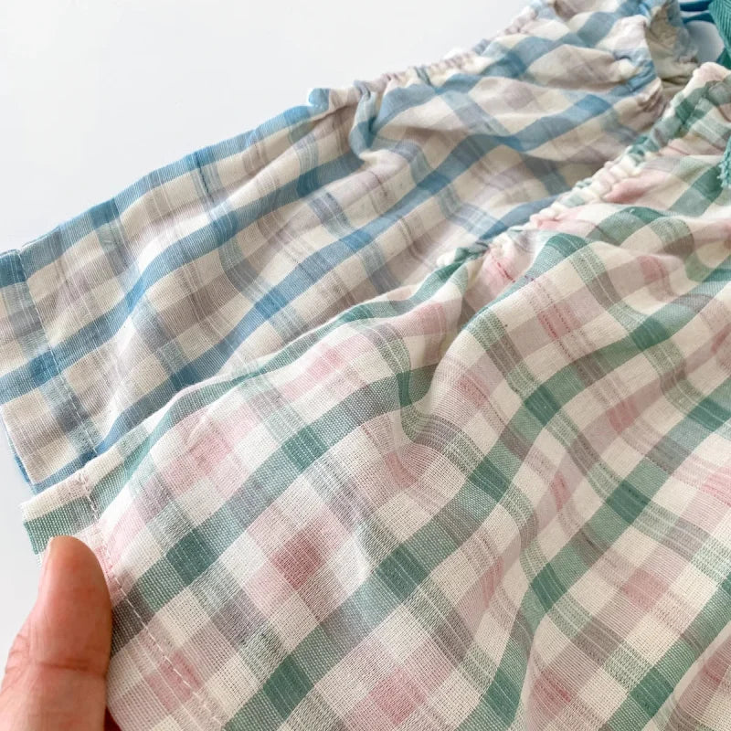 Conjunto Infantil Feminino Verão Xadrez Lenogue