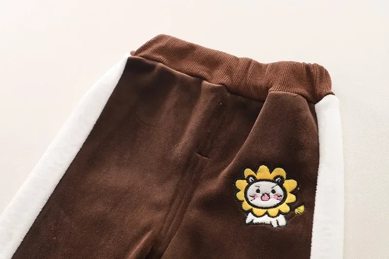 Conjunto Infantil Fleece Capuz Leão Cartoon Intrépide Lenogue
