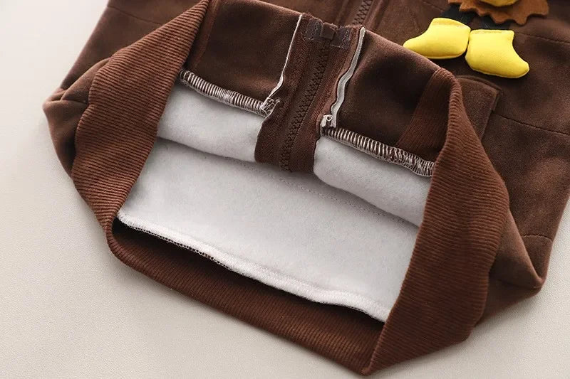 Conjunto Infantil Fleece Capuz Leão Cartoon Intrépide Lenogue