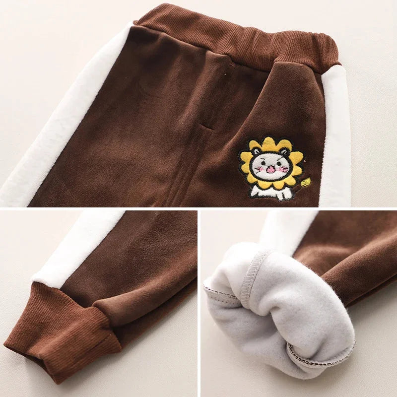 Conjunto Infantil Fleece Capuz Leão Cartoon Intrépide Lenogue
