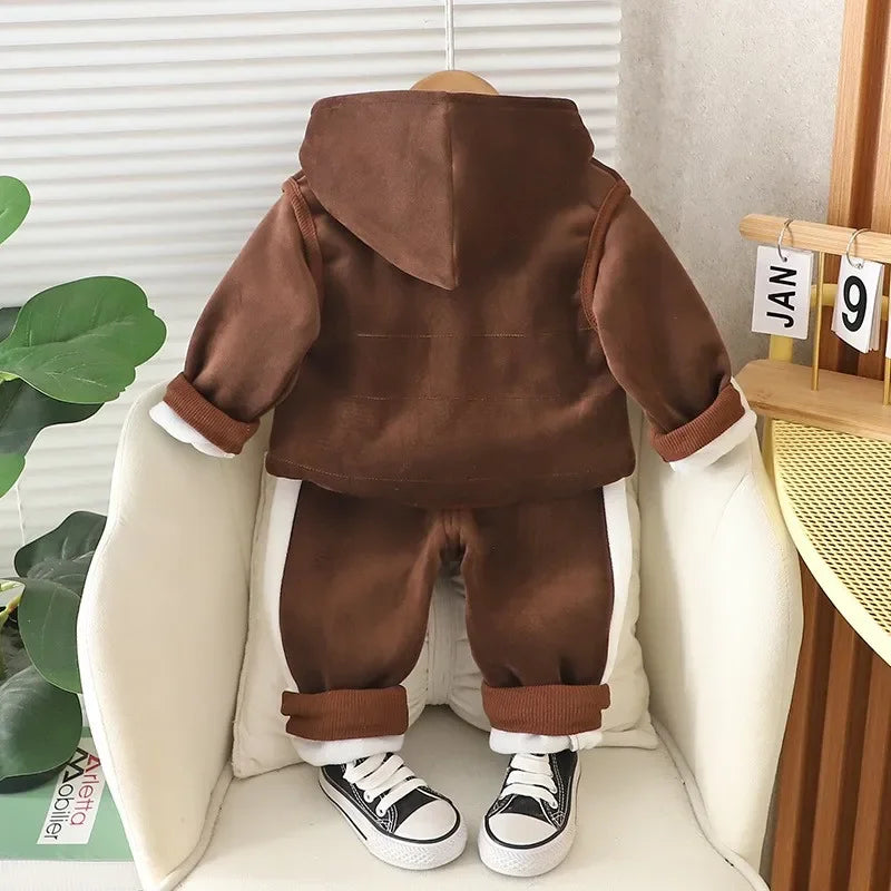 Conjunto Infantil Fleece Capuz Leão Cartoon Intrépide Lenogue