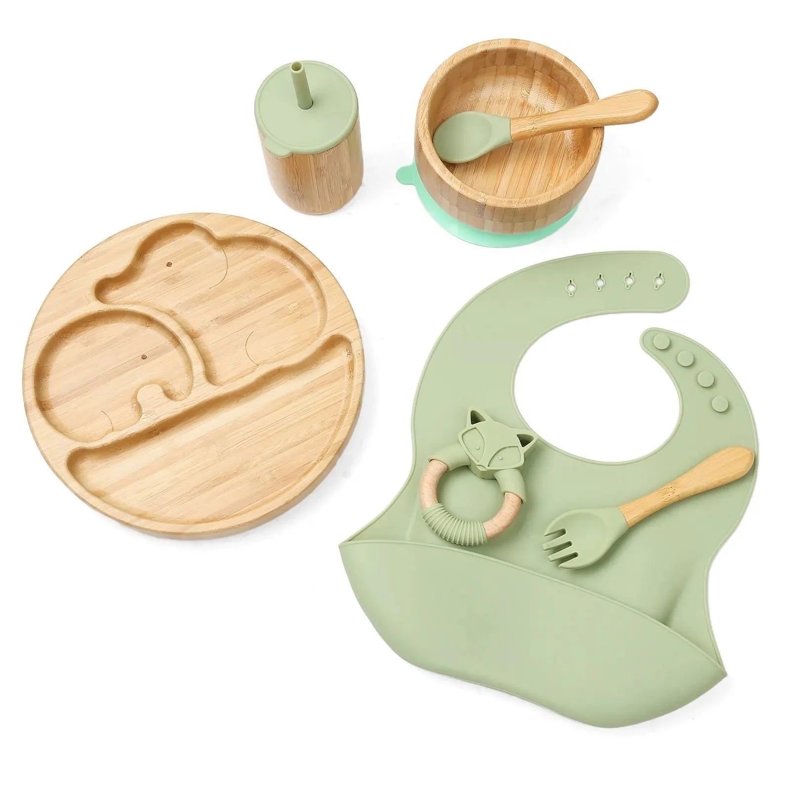 Conjunto Infantil Introdução Alimentar 7 Peças Lenogue Verde