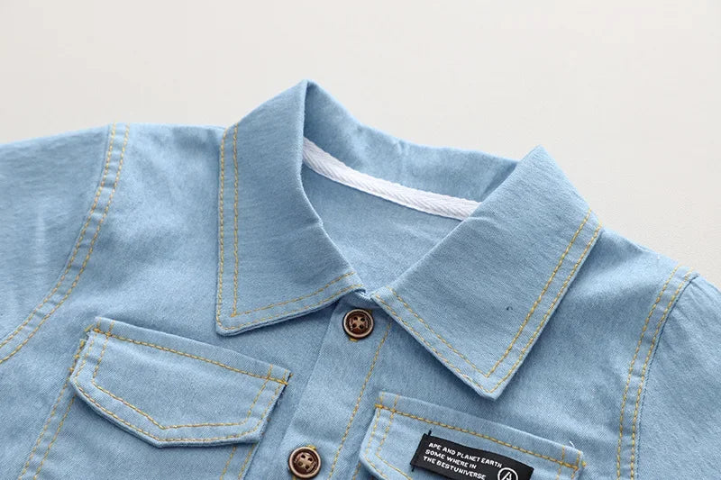 Conjunto Infantil Jeans Camisa Manga Curta e Calça Lenogue