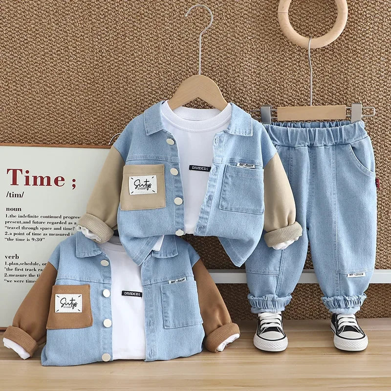 Conjunto Infantil Jeans Lapela Bicolor Bolsos Urbain Lenogue