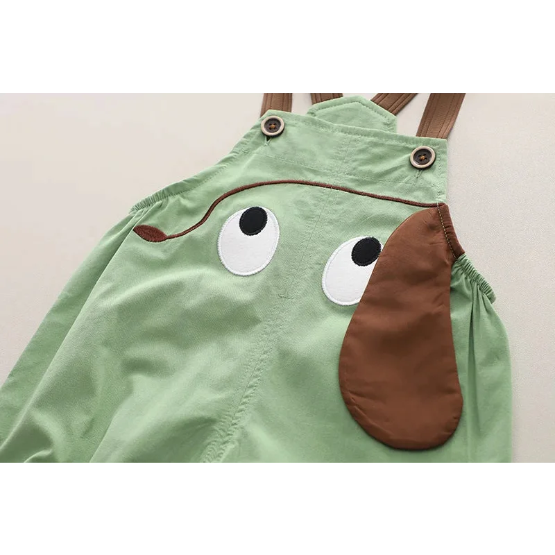 Conjunto Infantil Macacão Jardineira Cartoon Listrado Lenogue