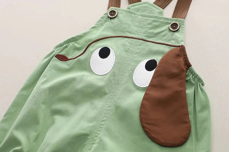 Conjunto Infantil Macacão Jardineira Cartoon Listrado Lenogue