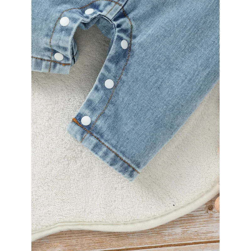 Conjunto Infantil Macacão Jeans Manga Longa Lenogue