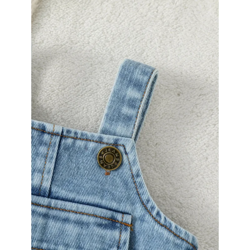 Conjunto Infantil Macacão Jeans Manga Longa Lenogue