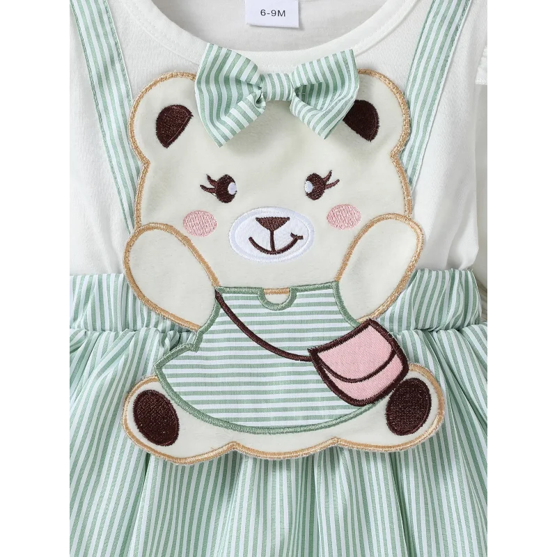 Conjunto Infantil Macacão Manga Longa Urso Bordado com Faixa Lenogue