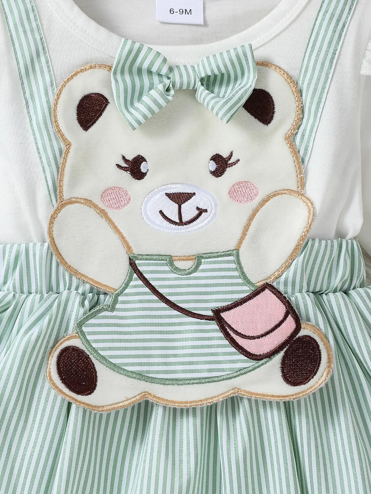 Conjunto Infantil Macacão Manga Longa Urso Bordado com Faixa Lenogue