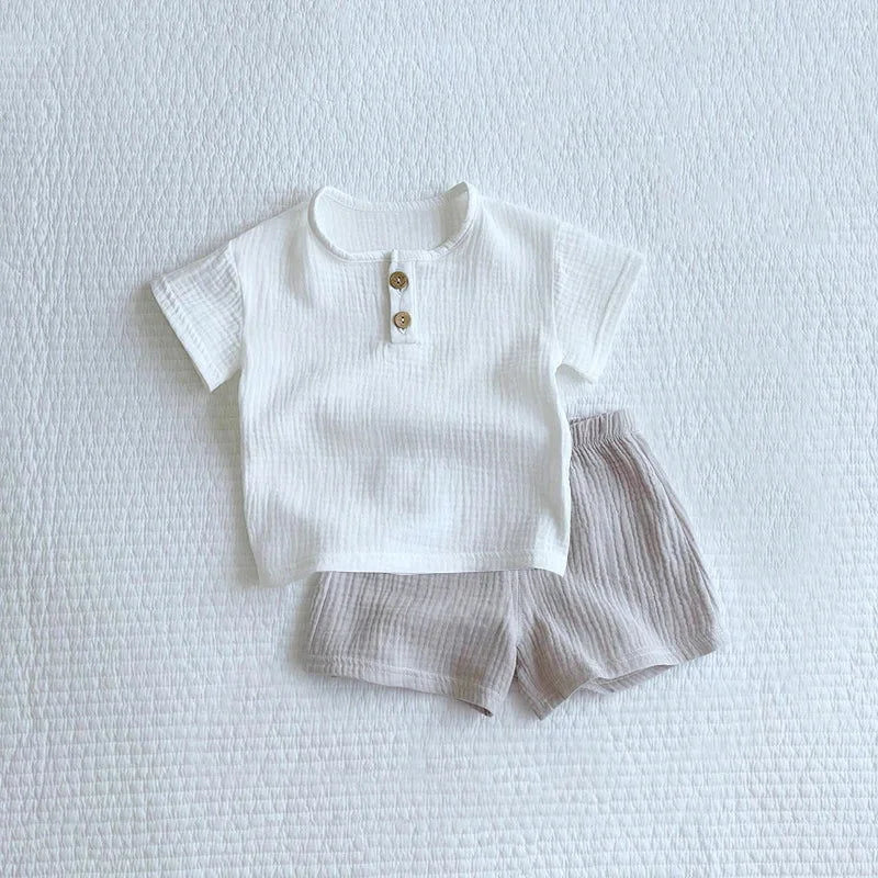 Conjunto Infantil Masculino Algodão Tito Lenogue Branco & Cinza / 6-12 Meses