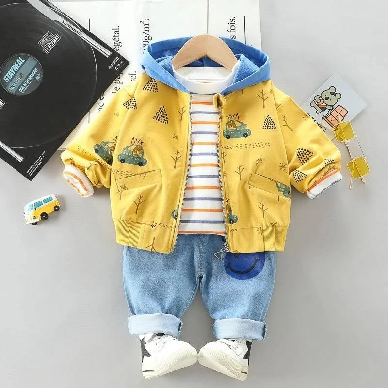 Conjunto Infantil Masculino Estampa Carro Lenogue Amarelo / 6-12 Meses