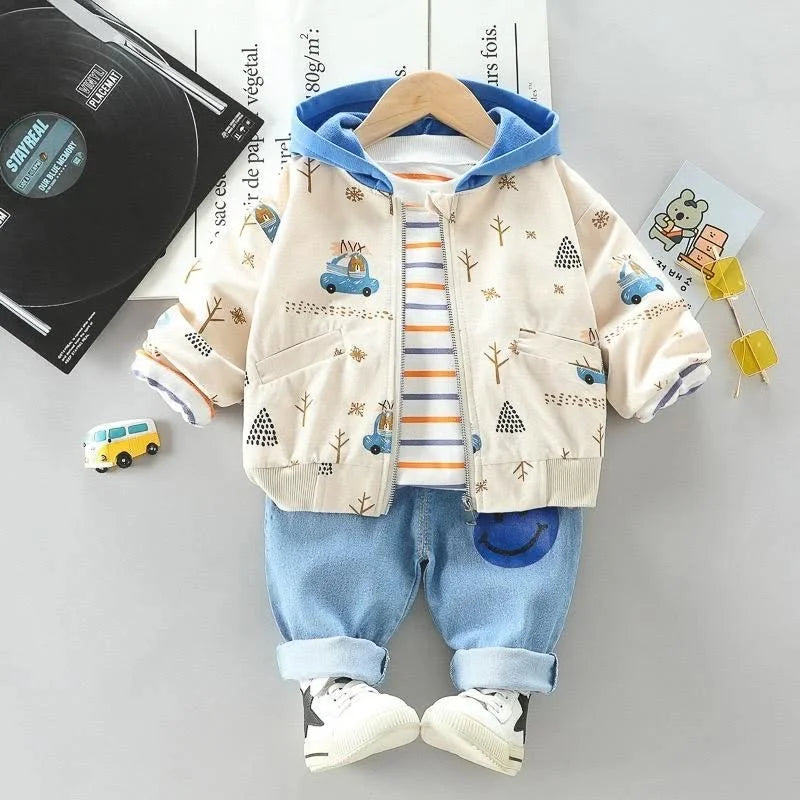 Conjunto Infantil Masculino Estampa Carro Lenogue Branco / 6-12 Meses