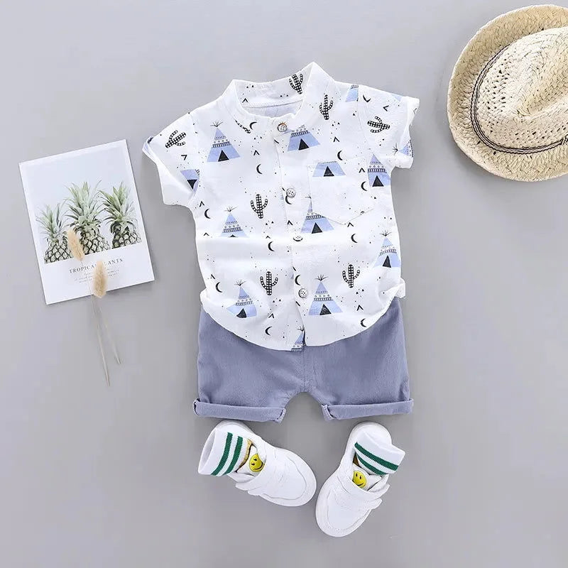 Conjunto Infantil Masculino Summer Boy Lenogue Azul / 0-3 Meses