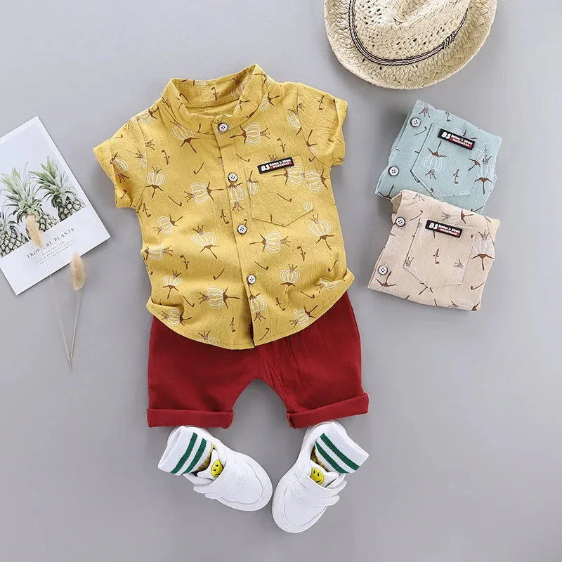 Conjunto Infantil Masculino Vito Lenogue Amarelo / 6-12 Meses
