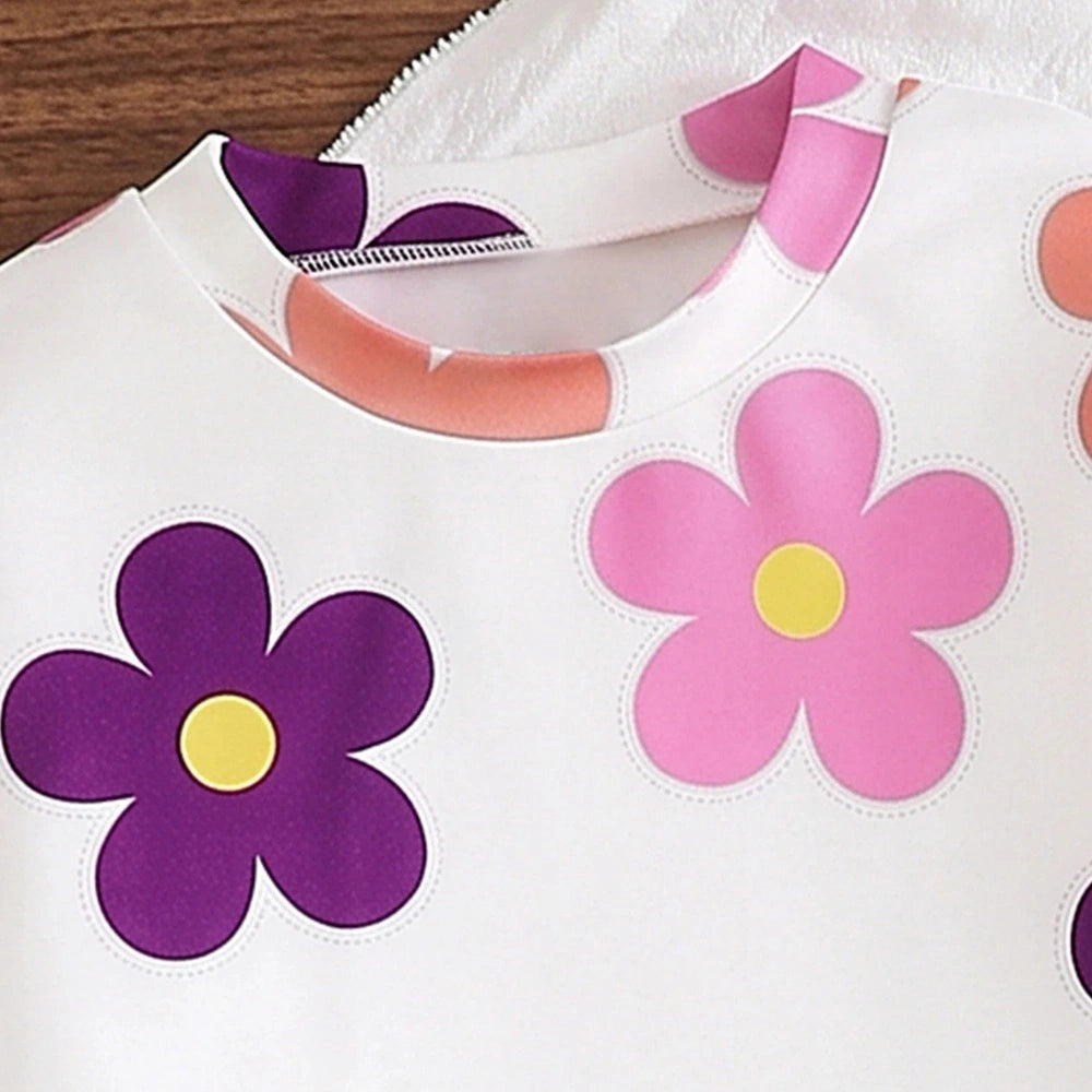 Conjunto Infantil Menina Verão Floral Manga Curta Câlin Lenogue