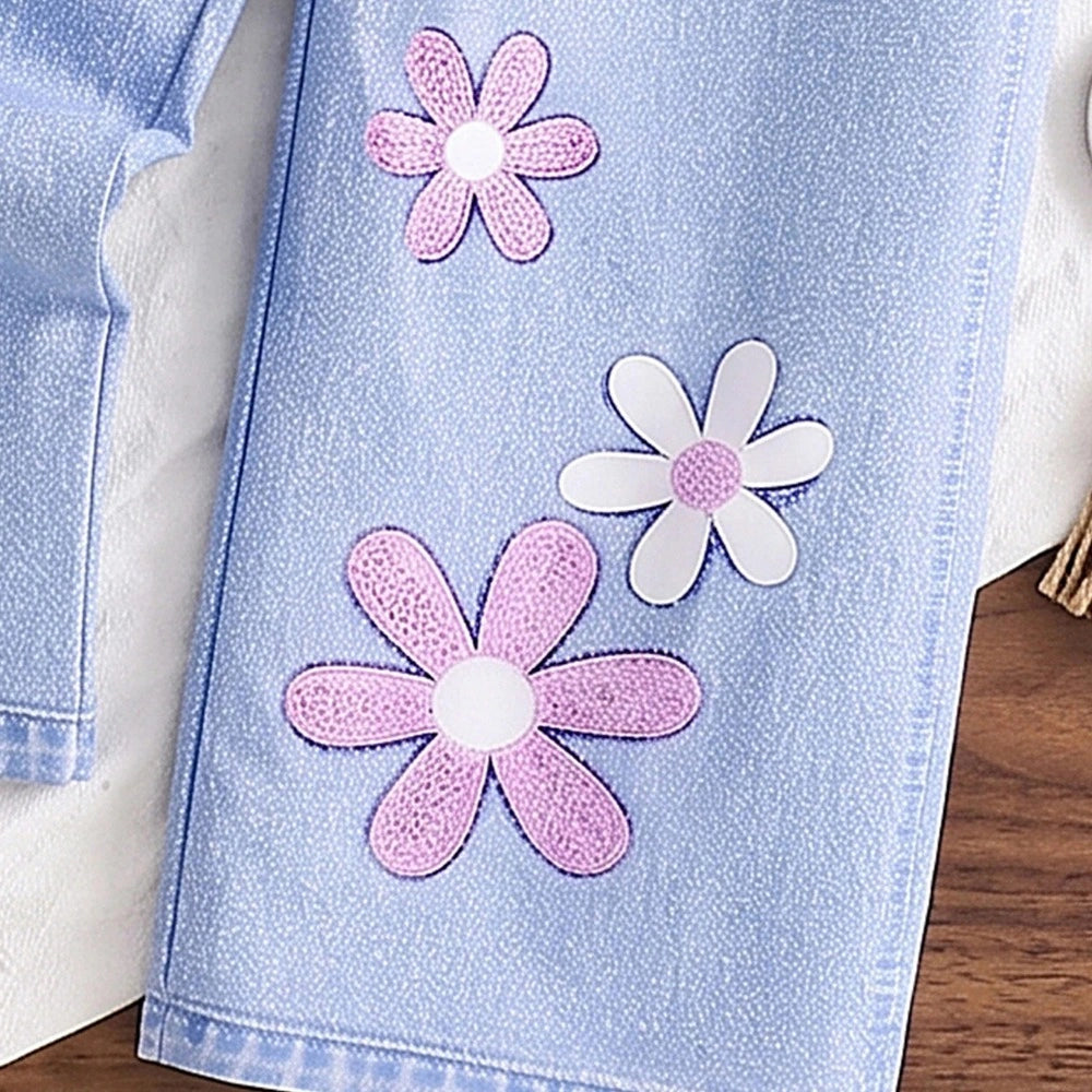 Conjunto Infantil Menina Verão Floral Manga Curta Câlin Lenogue