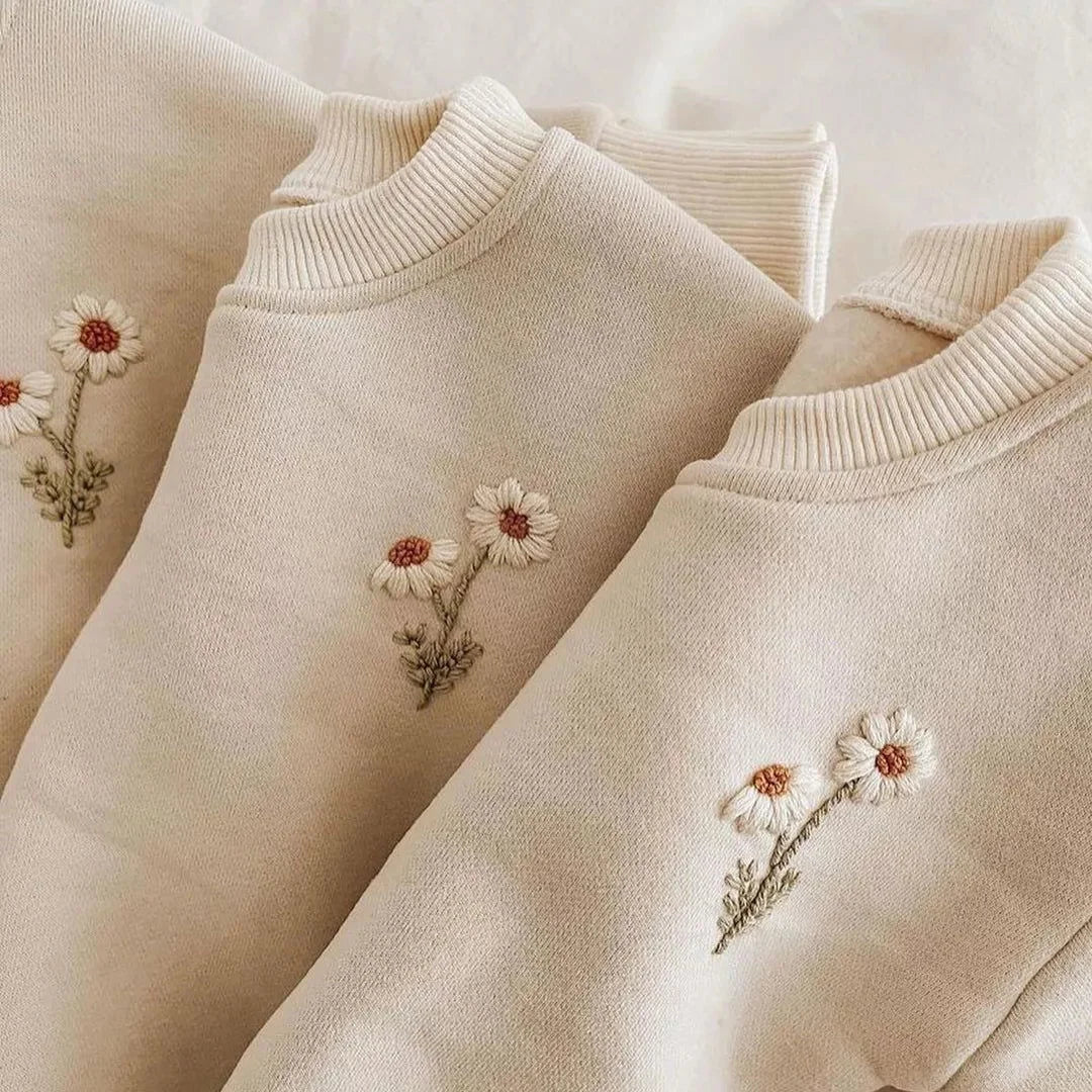 Conjunto Infantil Moletom Bordado de Flores Lenogue
