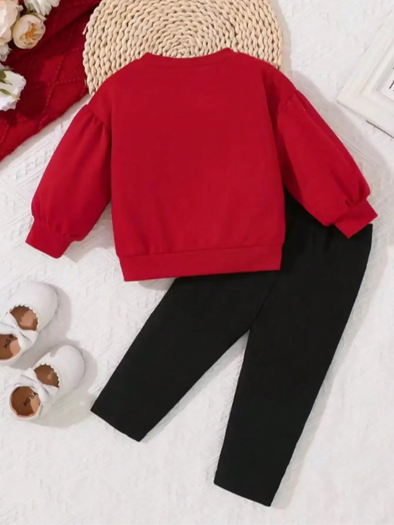 Conjunto Infantil Moletom Capuz Laço Calça Preta Chic Lenogue