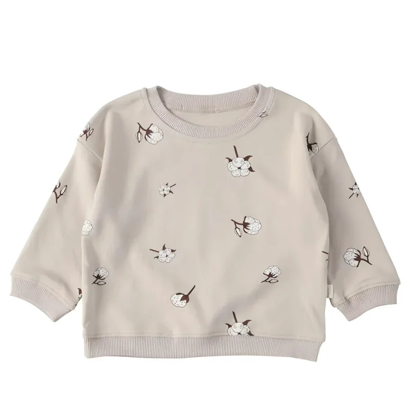 Conjunto Infantil Moletom Flor de Algodão Bege Lenogue