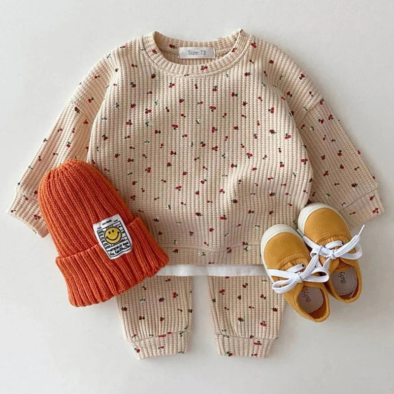 Conjunto Infantil Moletom Flores e Frutas Lenogue Bege / 3-6 Meses