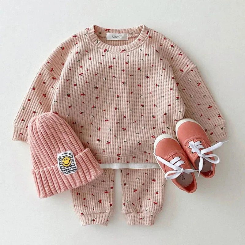 Conjunto Infantil Moletom Flores e Frutas Lenogue Rosa / 3-6 Meses