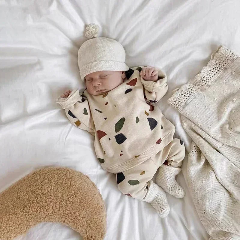 Conjunto Infantil Moletom La Nature Lenogue Bege / 6-12 Meses