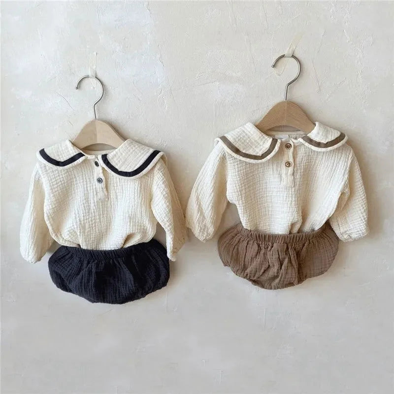Conjunto Infantil Navy Blommer e Blusa Lenogue