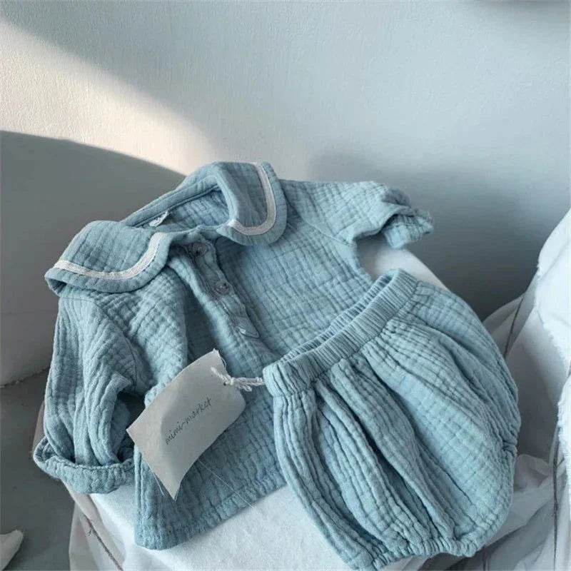 Conjunto Infantil Navy Blommer e Blusa Lenogue