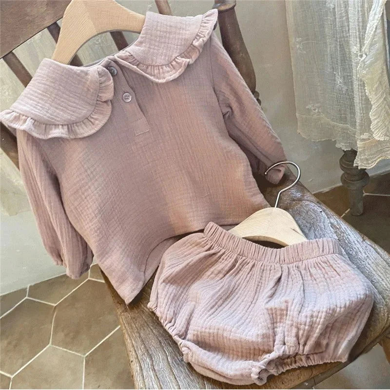 Conjunto Infantil Navy Blommer e Blusa Lenogue Rosa / 3-6 Meses