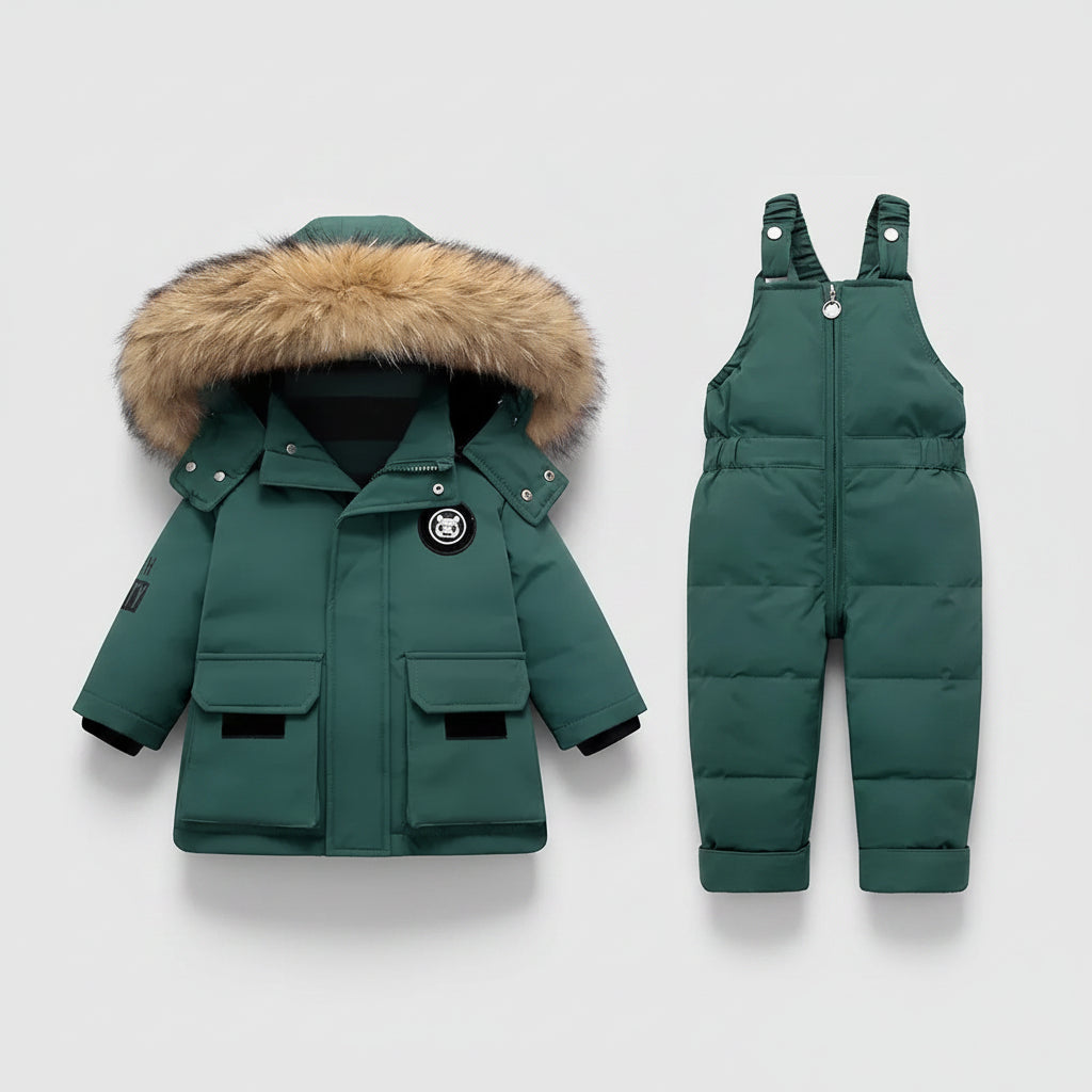 Conjunto Infantil Parka Pluma de Pato Capuz Nordique Lenogue Verde / 12-18 Meses