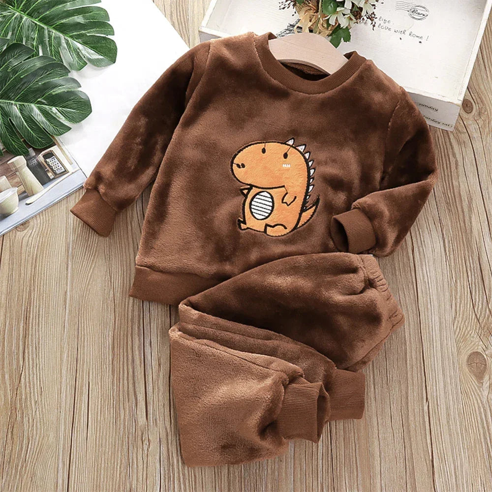 Conjunto Infantil Pijama Fleece Urso Manga Longa Câlin Lenogue Marrom / 6-12 Meses