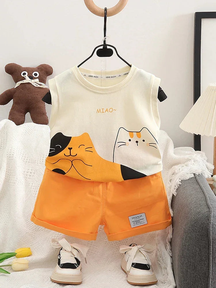 Conjunto Infantil Regata com Shorts Modelo Cartoon Lenogue