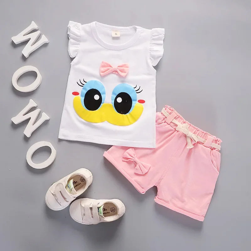 Conjunto Infantil Regata com Shorts Modelo Cartoon Lenogue Branco / 6-12 Meses