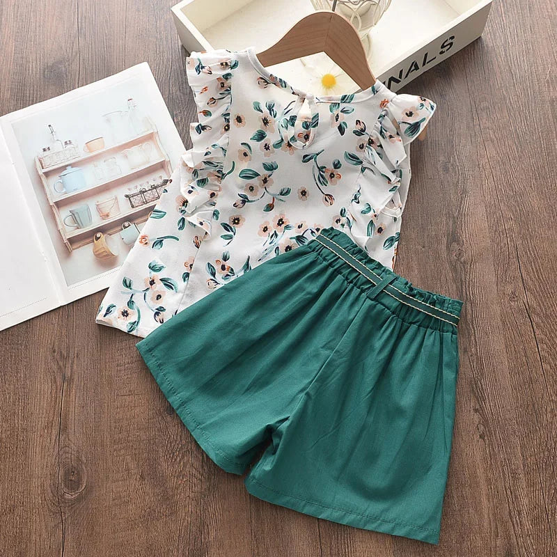 Conjunto Infantil Regata Floral e Short Lenogue