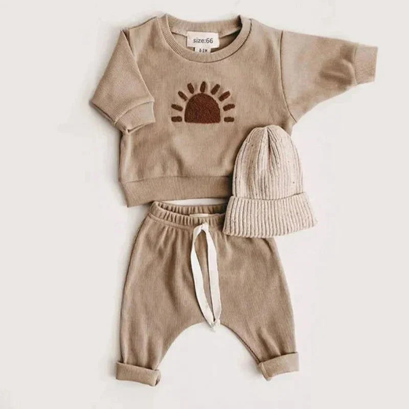 Conjunto Infantil Sky Blusa e Calça Lenogue Bege / 3-6 Meses