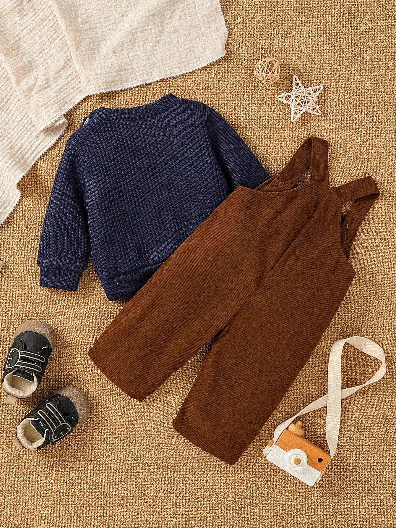 Conjunto Infantil Suéter Urso e Calça Suspensório Inverno Lenogue
