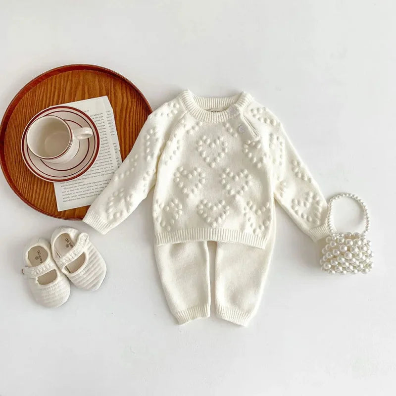 Conjunto Infantil Suspiro Bege e Rosa Lenogue / 3-6 Meses
