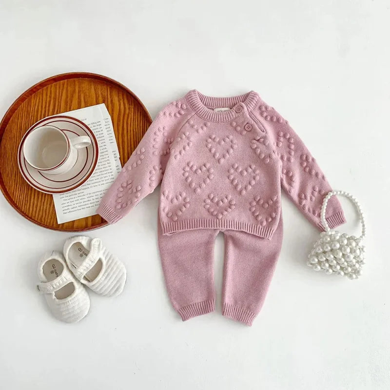Conjunto Infantil Suspiro Bege e Rosa Lenogue / 3-6 Meses