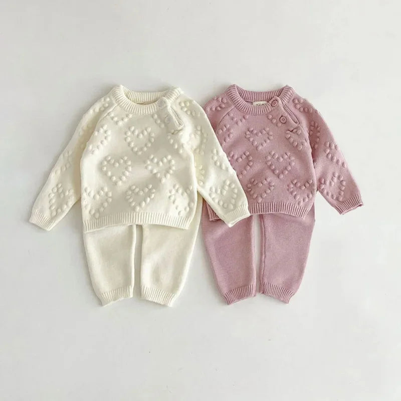 Conjunto Infantil Suspiro Bege e Rosa Lenogue