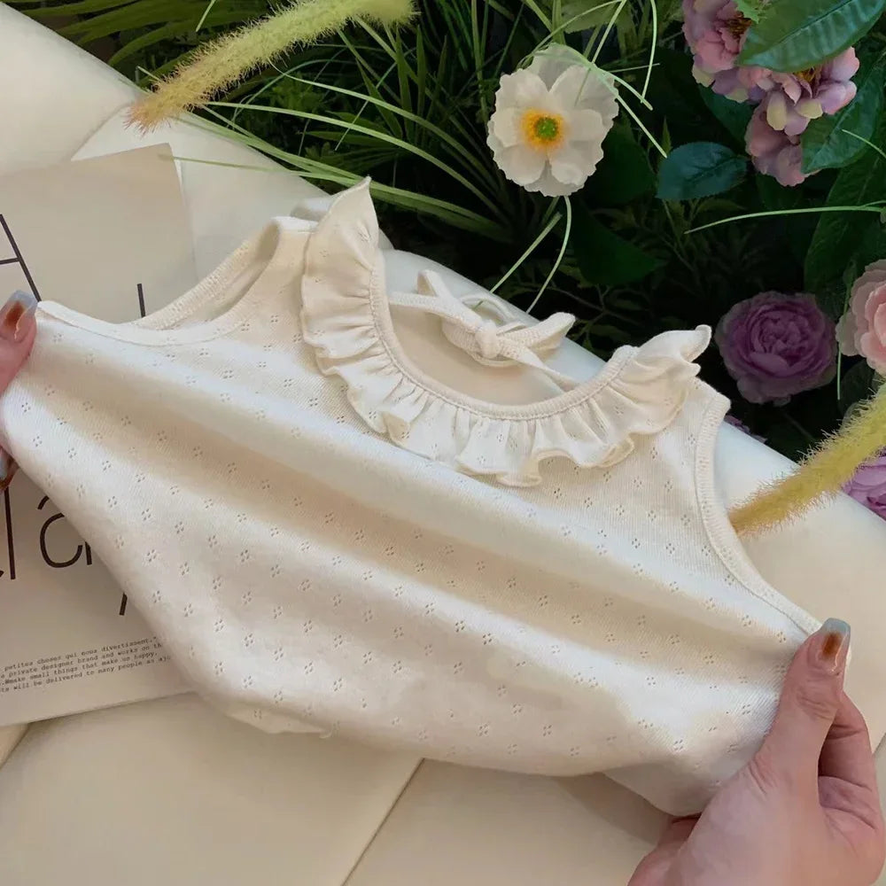 Conjunto Infantil Top de Renda sem Manga Short Floral Lenogue
