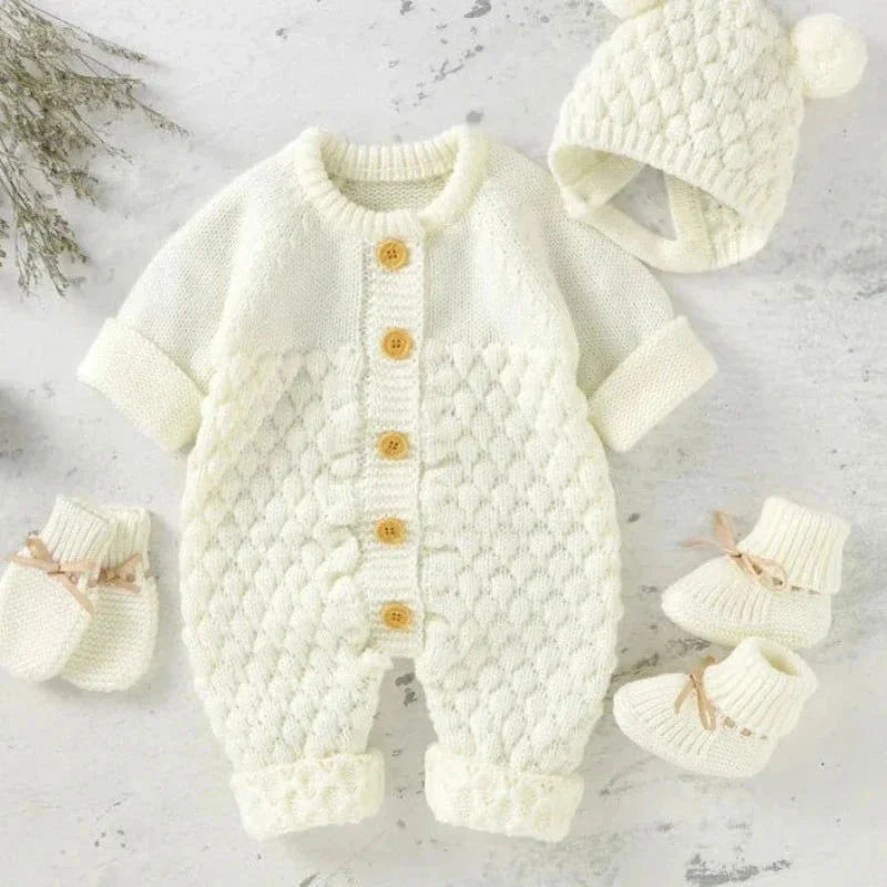 Conjunto Infantil Tricot com Acessórios Lenogue Branco / 0-3 Meses
