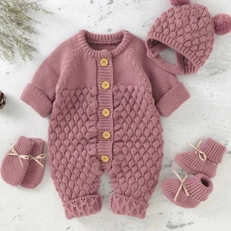 Conjunto Infantil Tricot com Acessórios Lenogue Rosa / 0-3 Meses