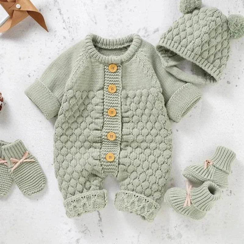 Conjunto Infantil Tricot com Acessórios Lenogue Verde / 0-3 Meses