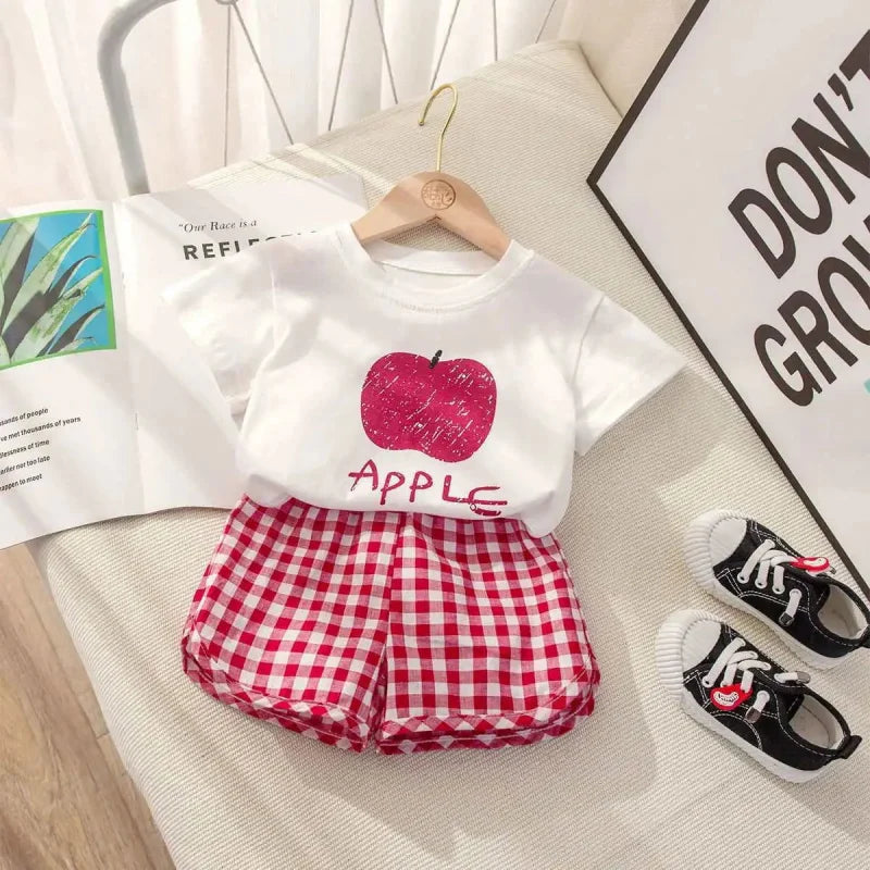Conjunto Infantil Tshirt Fruits Lenogue Vermelho / 6-12 Meses