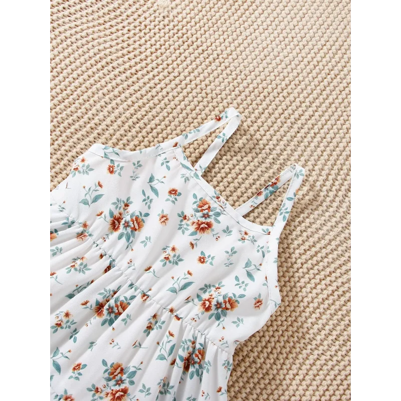 Conjunto Infantil Vestido Floral com Jaqueta Jeans Manga Longa Lenogue