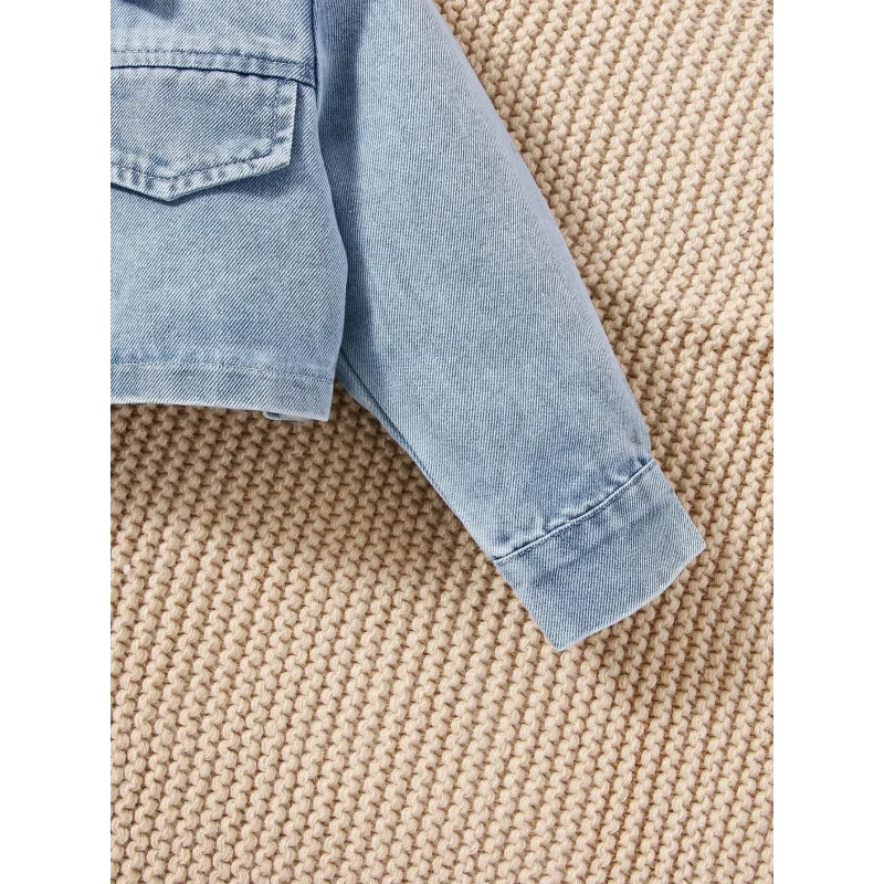 Conjunto Infantil Vestido Floral com Jaqueta Jeans Manga Longa Lenogue