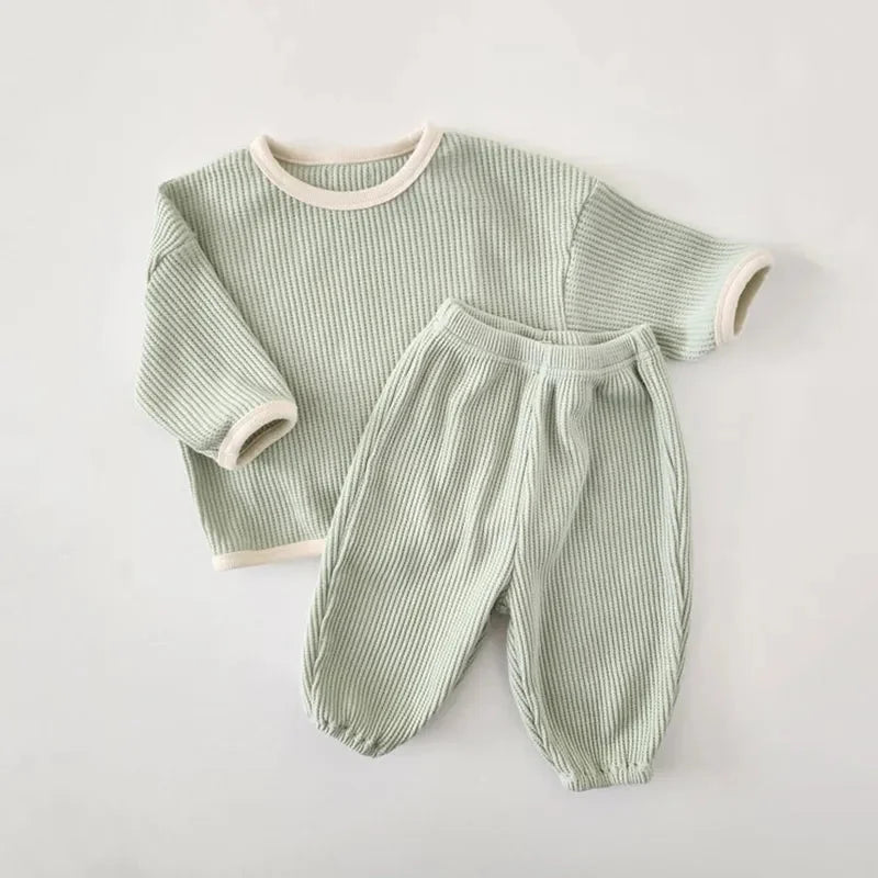 Conjunto Infantil Waffle Calça e Blusa Lenogue Verde / 3-6 Meses